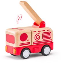 WOODY DŘEVO Auto baby hasiči na setrvačník na baterie Světlo Zvuk