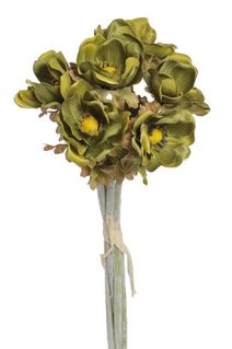 Umělá kytice sasanek 6 ks - khaki
