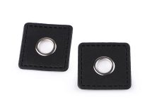 Průchodka s koženkovým čtverečkem k našití, průvlek 10 mm 4 kusy