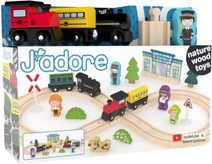 CUBIKA DŘEVO Vláček rychlík s magnety 4 dílky *DŘEVĚNÉ HRAČKY*