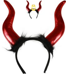 KARNEVAL Čertí rohy s peřím maxi čelenka *KARNEVALOVÝ DOPLNĚK*