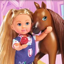 Evi Love panenka Evička 12cm set s džípem a přívěsem pro koně