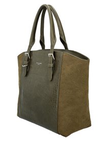 DAVID JONES Olivově zelená semišová taška do ruky s kroko vzorem