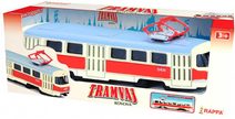 Tramvaj česká 16cm kovový retro model na zpětný nátah v krabici