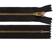 Kovový zip YKK No 4 délka 18 cm staromosazný (jeansový)