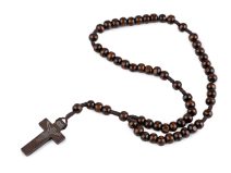 Růženec dřevěný na drhaných šňůrkách