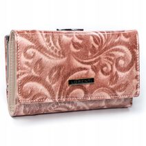 Kožená růžová lakovaná vzorovaná dámská peněženka v dárkové krabičce