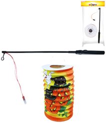 Lampion Halloween oválný 15cm dýně set s hůlkou na baterie na svíčku Světlo