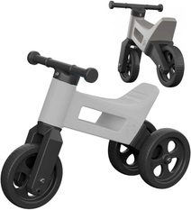 Dětské odrážedlo Funny Wheels 2v1 odstrkovadlo tříkolka / 2 kola šedé plast
