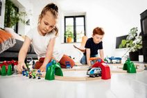 Vláček barevný 60cm baby mašinka s očima + 2 vagónky plast