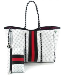 Neoprenová dámská plážová taška voděodolná bílo-červená JG016