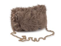 Kožešinová kabelka s kovovým řetízkem 24x19 cm
