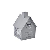Domeček kov Domov na svíčku šedý O0527 - 12 x 12 x 15 cm