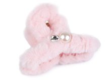 Skřipec do vlasů kožešinový s perlou a broušeným kamenem