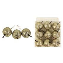 Dekorace jablko, 9ks X1667/CH - dia 3,2 x 3,5/8 cm