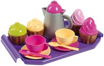 Souprava čajová se zákusky a tácem dětské barevné nádobí set 16ks plast