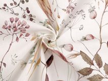 Bavlněná látka se strukturou Half panama s digitálním tiskem květy METRÁŽ