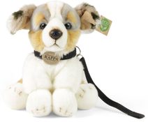 Plyšový pes francouzský buldoček s obojkem stojící, 23 cm