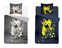 Povlečení Pes fotbalista svítící Bavlna, 140/200, 70/80 cm