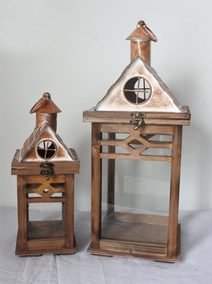 Dřevěná lucerna D7211/B - výška 47 cm