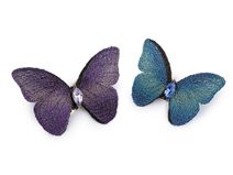 Brož motýl textilní s broušeným kamínkem