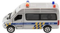 Policejní auto VB combi kov/plast 11,5cm na zpětné natažení na baterie se zvukem v krabičce 15x7x7cm