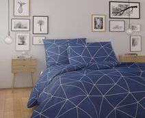 Francouzské prodloužené bavlněné povlečení NORDIC COLLECTION 240x220, 70x90cm GRID modré