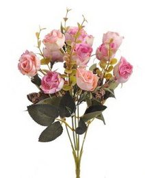 Umělá kytice růže - růžová světlá