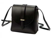 Kožená moderní malá dámská crossbody kabelka černá