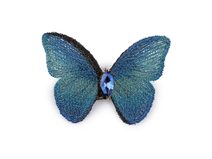 Brož motýl textilní s broušeným kamínkem