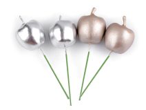 Umělá jablíčka na drátku metalická 2 kusy