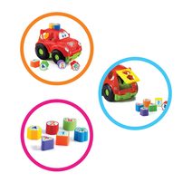 Fisher Price Baby Herní Set - Kostky a Pyramida - 2v1 Vkládací + Navlékací Kroužky