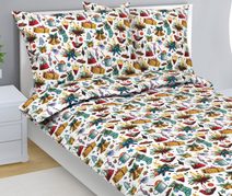 Povlečení bavlněné - Vánoce Červená,Zelená,Zlatá 90/CH26