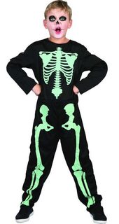 KARNEVAL Šaty kostra svítící ve tmě vel.M (120-130 cm) 5-9 let KOSTÝM