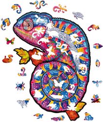 PUZZLER DŘEVO Hypnotický chameleon 21x30cm dekorativní skládačka 160 dílků