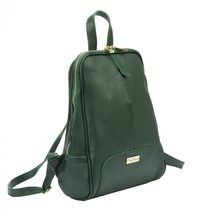 Kožená dámská velká kabelka s motivem květů zelená