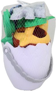 Pískový set kyblík dinosauří vejce s nástroji 6ks na písek