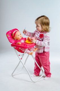 Židlička jídelní skládací pro panenku miminko vysoká 60cm v sáčku kov
