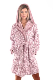 Krátký dámský župan Flora mauve mist 48 56 4303