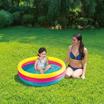 Baby bazének duhová stříška 142x119x84cm brouzdaliště obláček 57141