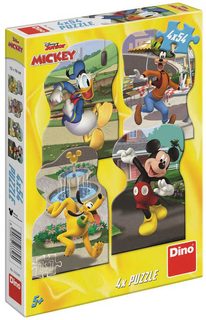 Puzzle Mickey Mouse ve městě 4x54 dílků 13x19cm skládačka v krabici