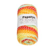 Příze PAPATYA COTTON BLEND batik Bílá,Žlutá,Světle zelená 1004 100g / 225 m