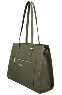 DAVID JONES Khaki zelená dámská kabelka přes rameno s čelní kapsou