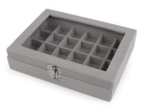 Šperkovnice se skleněným průhledem sametová 15x20x5 cm