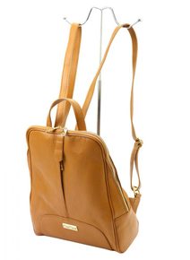 MiaMore Kožený camel hnědý dámský batoh Dollaro