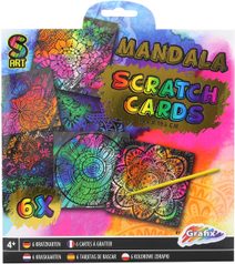 GRAFIX Obrázky vyškrabovací duhové mandaly set 6ks se škrabacím perem
