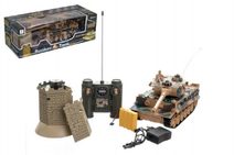 Tank RC 35cm+bunkr na bat. plast s dobíjecím packem se zvukem se světlem 40MHz v krabici 51x17x19cm