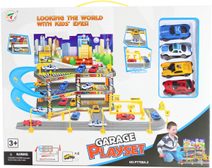 Garáž 2 patra herní set parkovací dům s dráhou a 4 autíčky