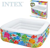Bazén dětský nafukovací akvárium 159x159x50cm Rybičky čtverec 57471