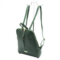 Kožená dámská velká kabelka s motivem květů zelená